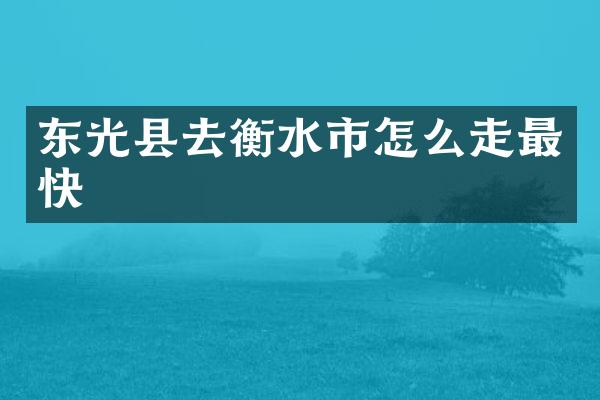 东光县去衡水市怎么走最快