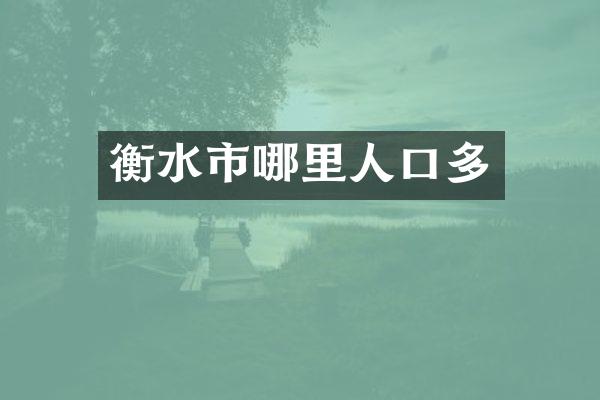 衡水市哪里人口多