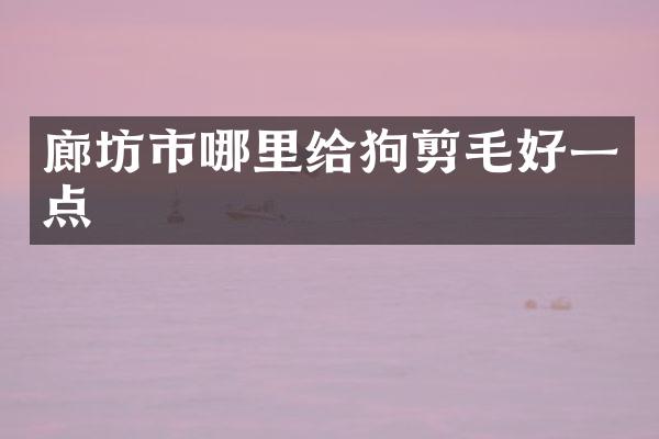 廊坊市哪里给狗剪毛好一点