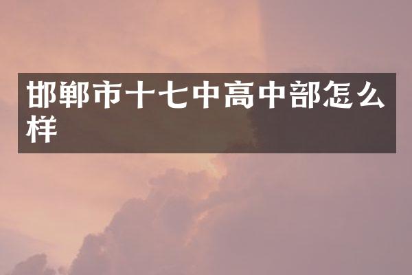 邯郸市十七中高中部怎么样
