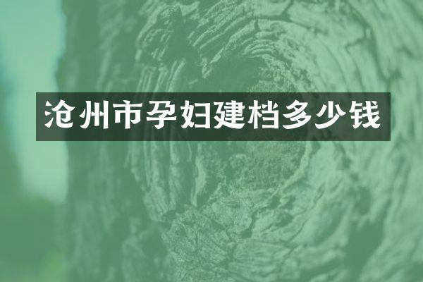 沧州市孕妇建档多少钱