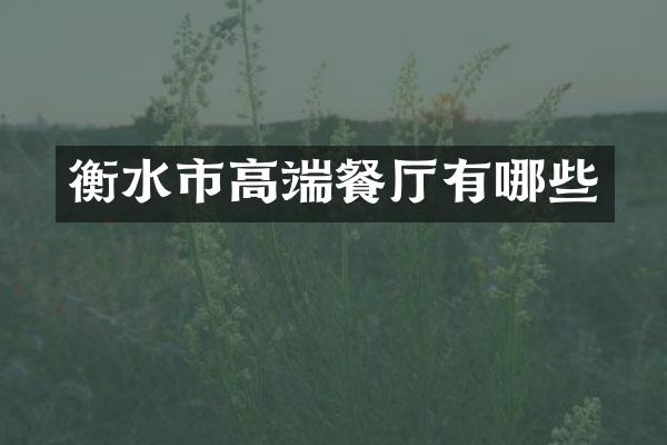 衡水市高端餐厅有哪些