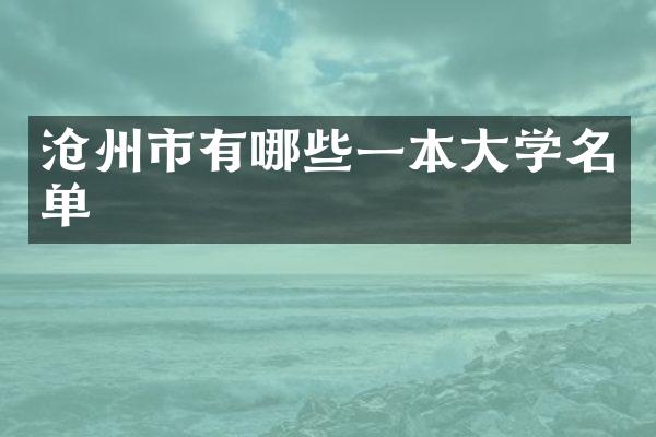 沧州市有哪些一本大学名单