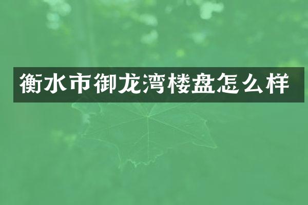 衡水市御龙湾楼盘怎么样