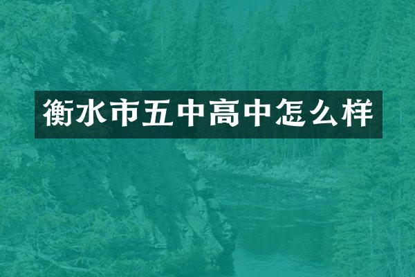 衡水市五中高中怎么样