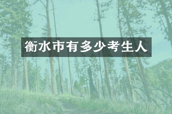 衡水市有多少考生人