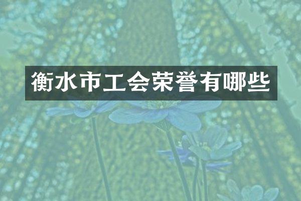衡水市工会荣誉有哪些