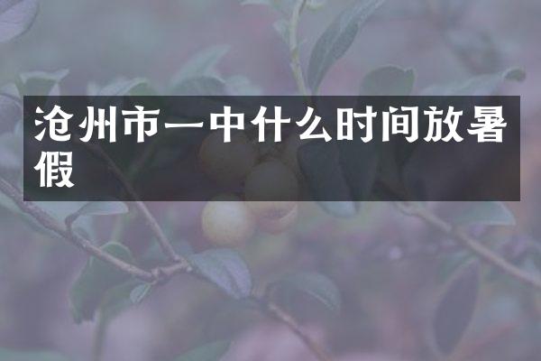 沧州市一中什么时间放暑假