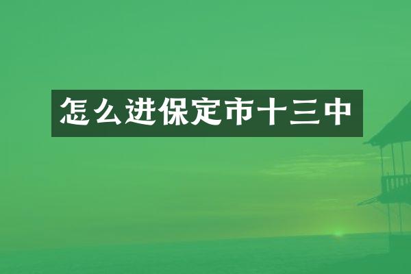 怎么进保定市十三中