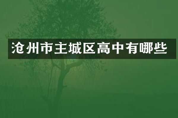 沧州市主城区高中有哪些