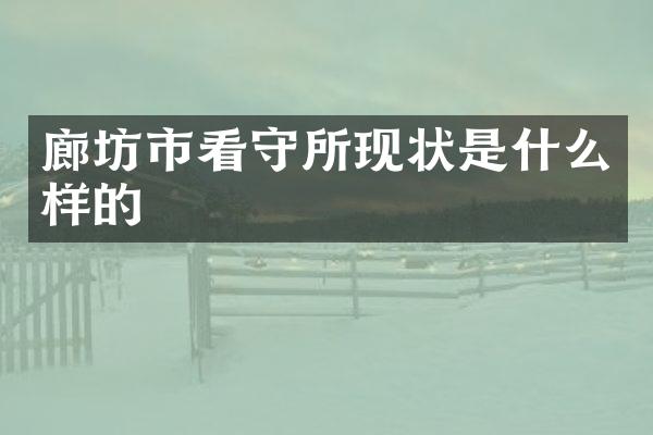 廊坊市看守所现状是什么样的