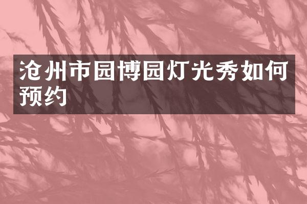 沧州市园博园灯光秀如何预约