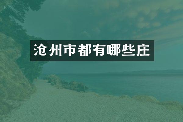 沧州市都有哪些庄