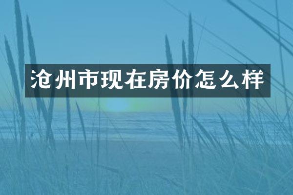 沧州市现在房价怎么样