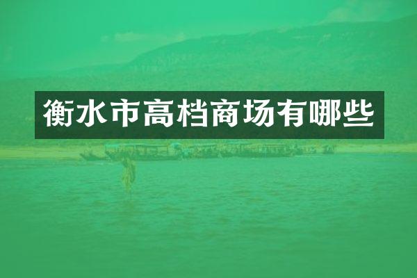 衡水市高档商场有哪些