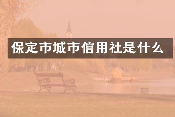 保定市城市信用社是什么