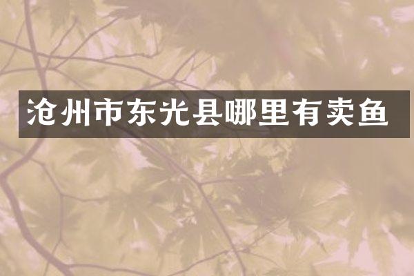 沧州市东光县哪里有卖鱼