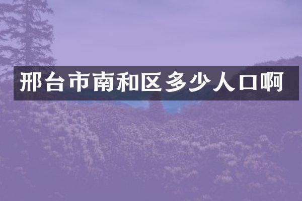 邢台市南和区多少人口啊