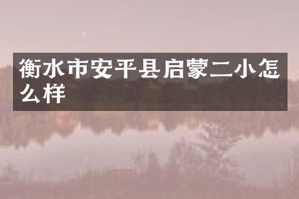 衡水市安平县启蒙二小怎么样