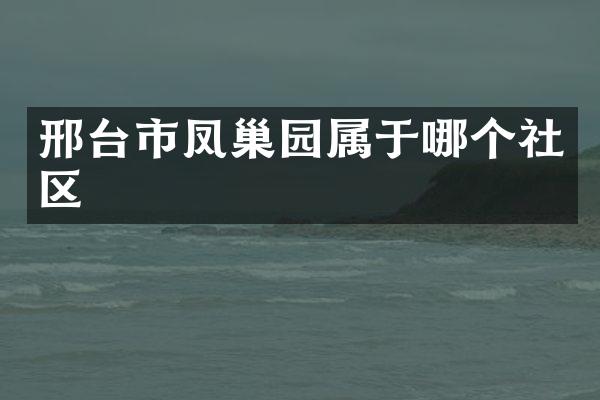 邢台市凤巢园属于哪个社区