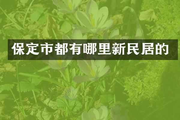 保定市都有哪里新民居的