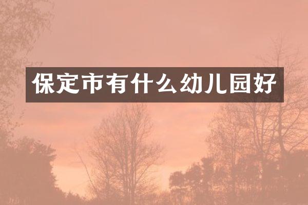 保定市有什么幼儿园好