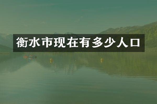 衡水市现在有多少人口