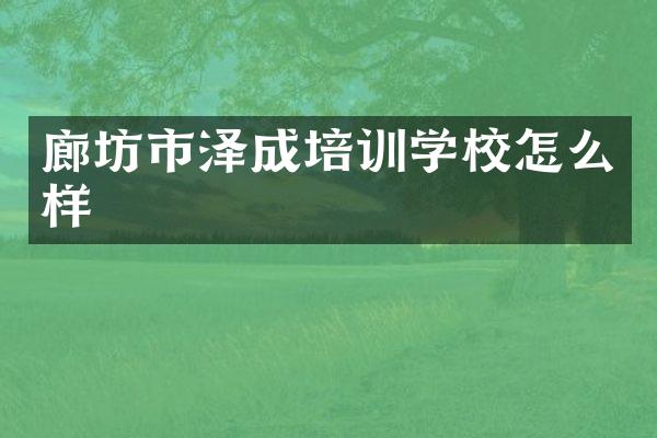 廊坊市泽成培训学校怎么样