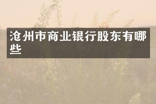 沧州市商业银行股东有哪些