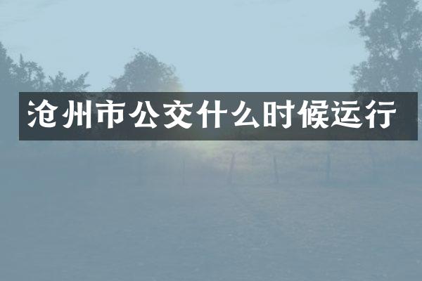 沧州市公交什么时候运行