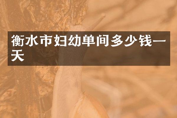衡水市妇幼单间多少钱一天