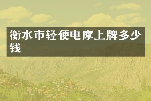 衡水市轻便电摩上牌多少钱