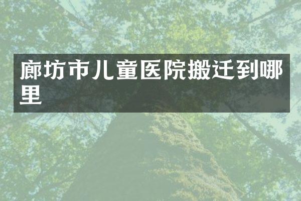 廊坊市儿童医院搬迁到哪里