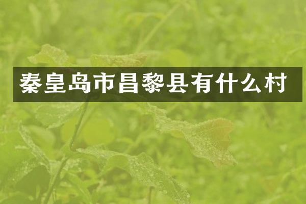 秦皇岛市昌黎县有什么村