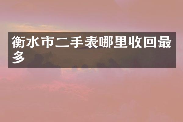 衡水市二手表哪里收回最多