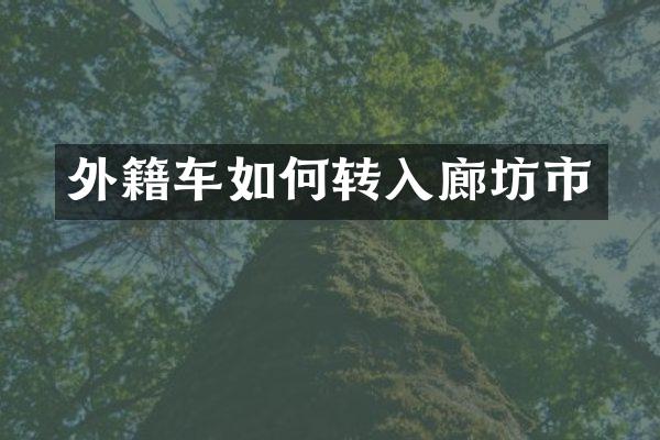 外籍车如何转入廊坊市