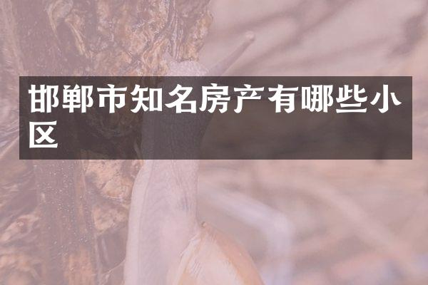 邯郸市知名房产有哪些小区