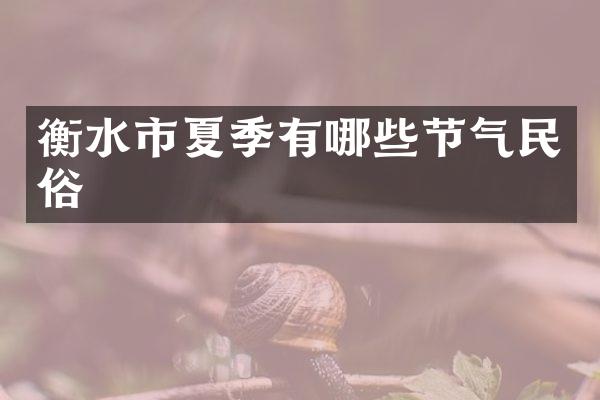 衡水市夏季有哪些节气民俗