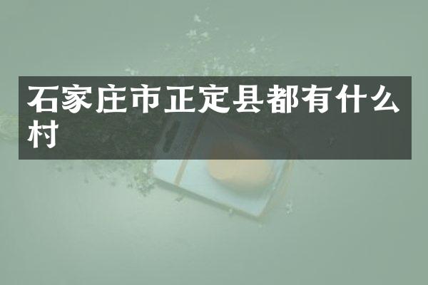 石家庄市正定县都有什么村