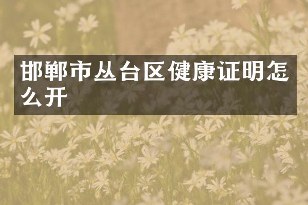 邯郸市丛台区健康证明怎么开
