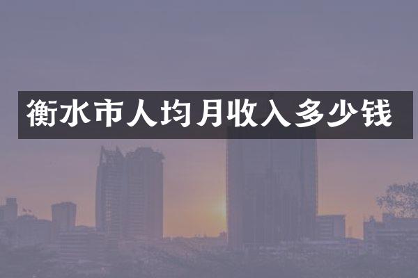 衡水市人均月收入多少钱