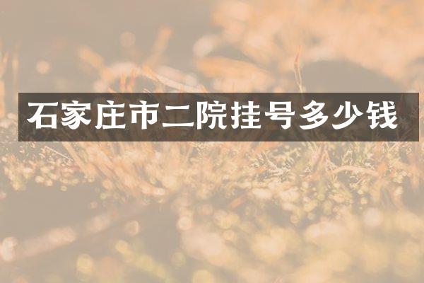 石家庄市二院挂号多少钱