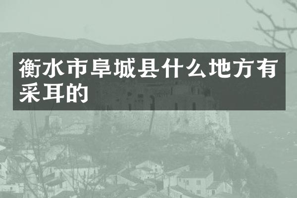 衡水市阜城县什么地方有采耳的