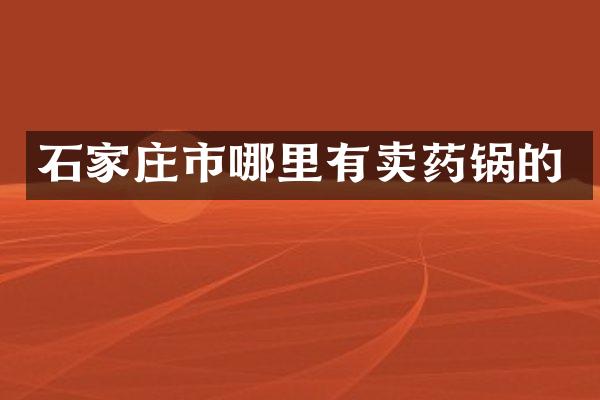 石家庄市哪里有卖药锅的