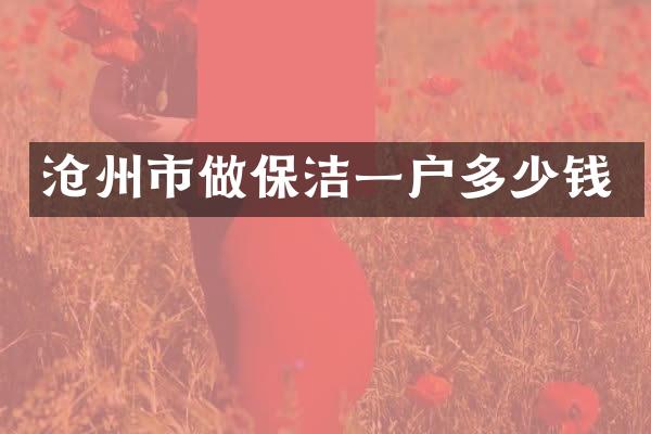 沧州市做保洁一户多少钱