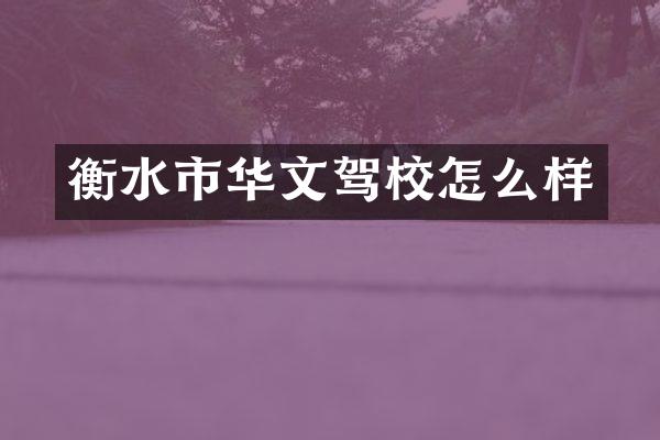 衡水市华文驾校怎么样