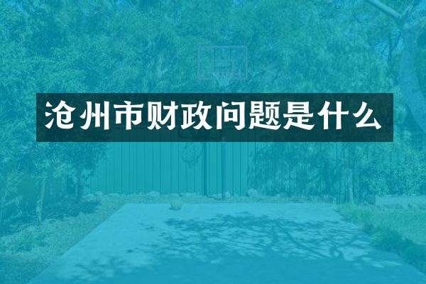 沧州市财政问题是什么