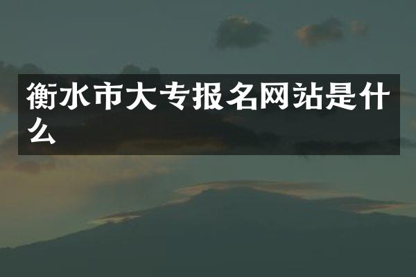 衡水市大专报名网站是什么