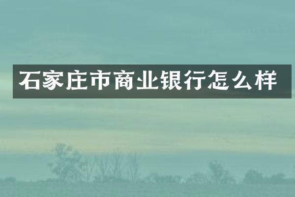 石家庄市商业银行怎么样
