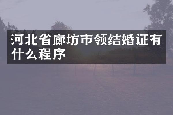河北省廊坊市领结婚证有什么程序